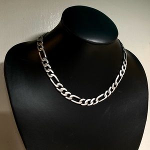 Unisex Gray Silver Tone Chunky Figaro Style Chain Necklace by BICO Austr…